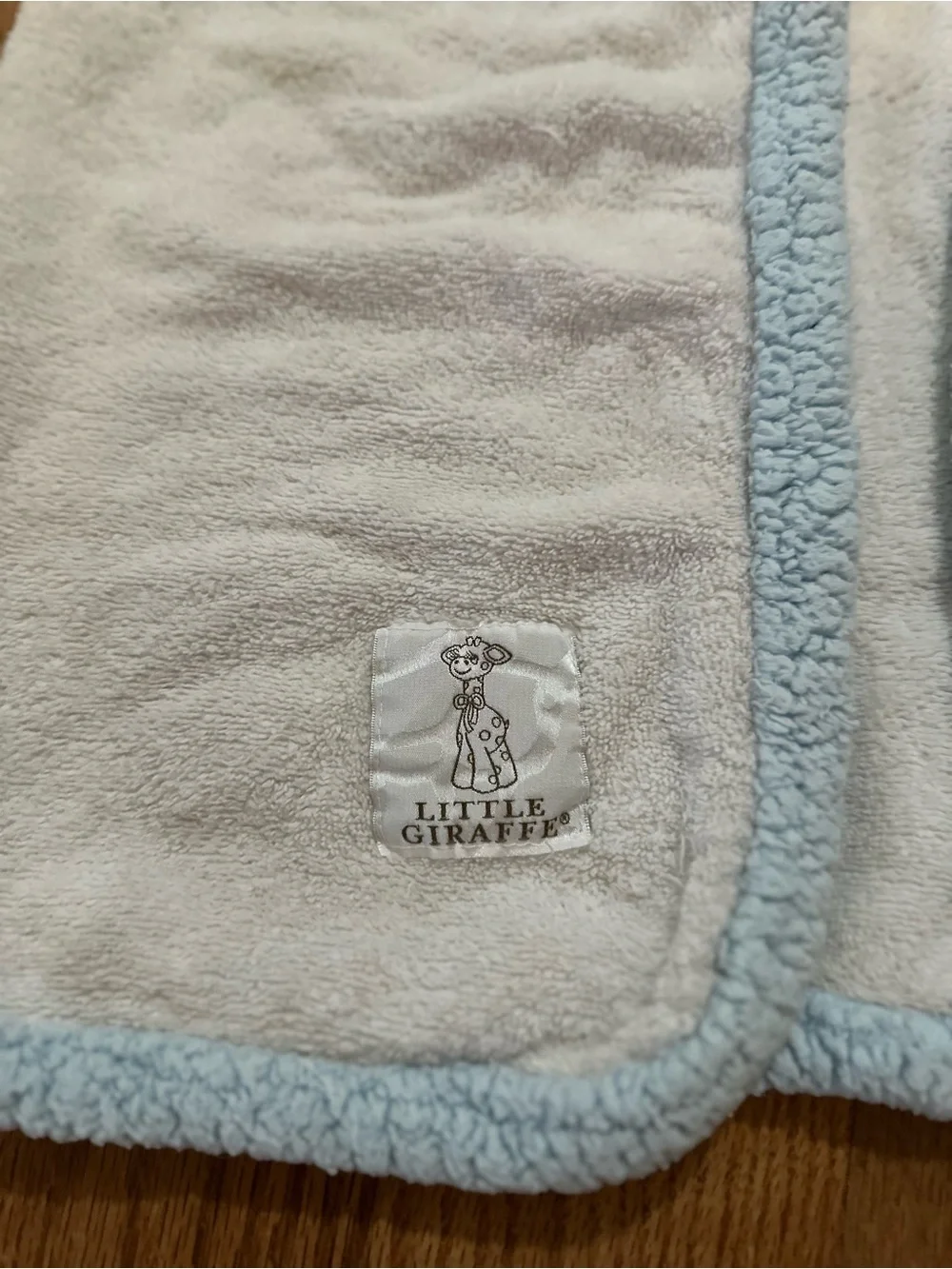 Little Giraffe chenille blue hooded towel with bear ears
